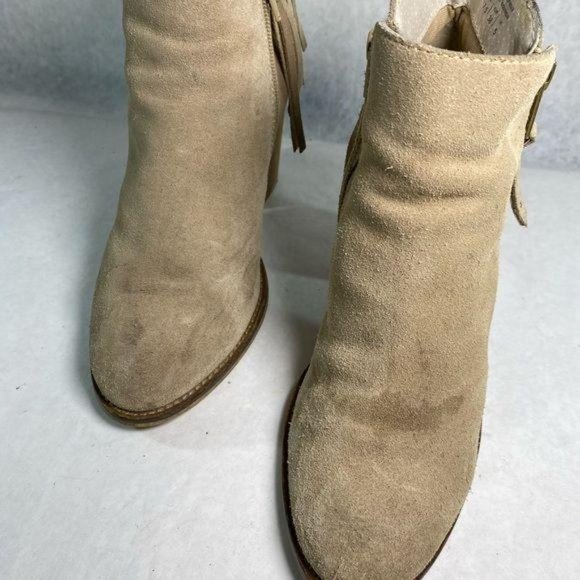 Aldo Suede Stacked Heel Fringe Ankle Bootie 7 - Picture 6 of 14